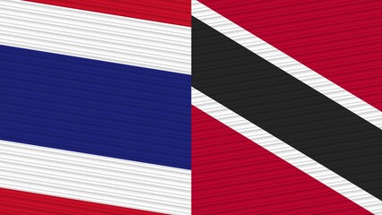 Trinidad and Tobago and Thailand Two Half Flags Together Fabric Texture Illustration