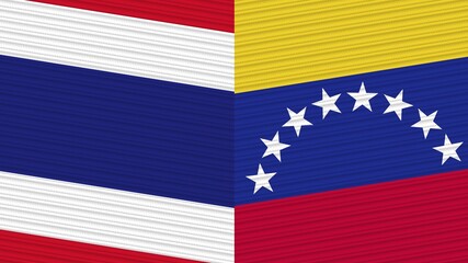 Venezuela and Thailand Two Half Flags Together Fabric Texture Illustration