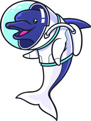 A Dolphin in Astronaut Costume Cartoon Character Design © DKG1111