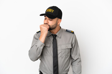 Young arab man isolated on white background having doubts