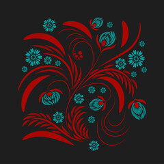 Folk flowers floral art print Flowers abstract art