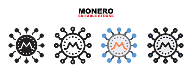 Monero icon with cryptocurrency collection. Icons are designed in full color, outline, flat, glyphs and lines. Perfectly editable strokes and pixels. Works for web, mobile, ui and more.
