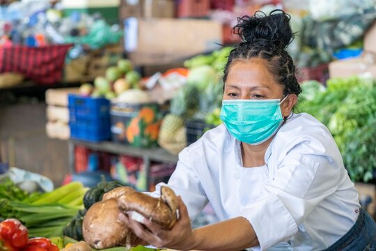 Latin Woman In Market. Guatemalan Woman