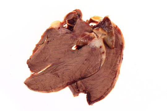Cooked pig hearts in white background