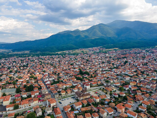 Aerial view of famous ski resort of Bansko, Bulgaria