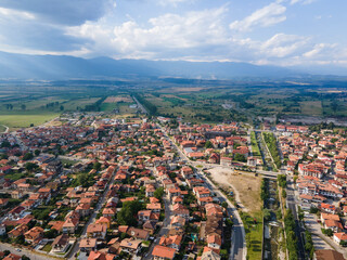 Aerial view of famous ski resort of Bansko, Bulgaria