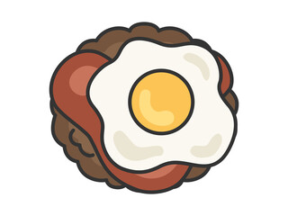目玉焼きをのせたハンバーグのイラスト