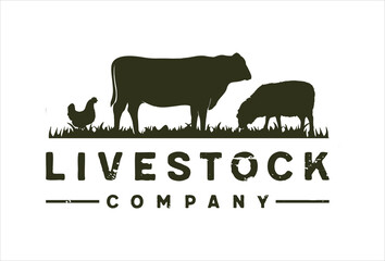 Retro vintage, livestock Farm animal logo design template Vector.