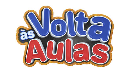 3D Back to School Stamp in Portuguese