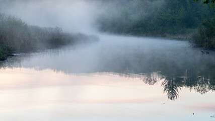 Fototapeta premium Huron River at Dawn, Spring, Proud Lake Recreation Area, Michigan