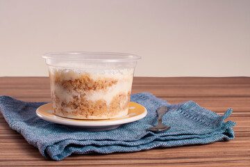 coconut pot cake on wooden background