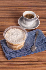 coconut pot cake on wooden background