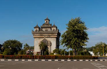 Obraz premium Patuxai Vientiane Lao, Patuxai is a war monument in the center of Vientiane.
