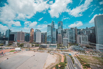 Hong Kong cityscapes and architecture view in sunny summer