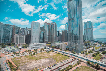 Fototapeta premium Hong Kong cityscapes and architecture view in sunny summer