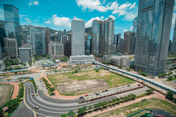 Hong Kong cityscapes and architecture view in sunny summer