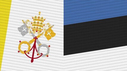 Estonia and Vatican Two Half Flags Together Fabric Texture Illustration