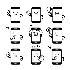 スマホのキャラクターの喜怒哀楽に関する表情セット