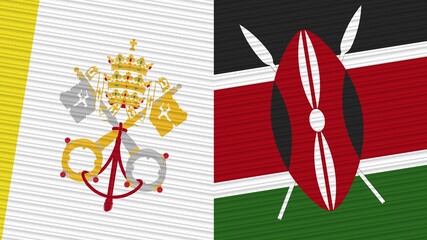 Kenya and Vatican Two Half Flags Together Fabric Texture Illustration