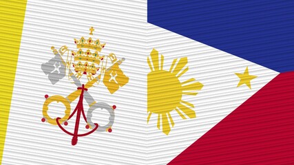 Philippines and Vatican Two Half Flags Together Fabric Texture Illustration