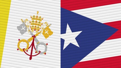 Puerto Rico and Vatican Two Half Flags Together Fabric Texture Illustration