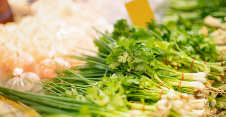 The fresh vegetable for ingredients of cooking at the local market.