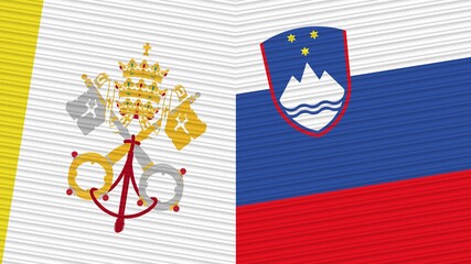 Slovenia and Vatican Two Half Flags Together Fabric Texture Illustration