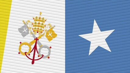 Somalia and Vatican Two Half Flags Together Fabric Texture Illustration