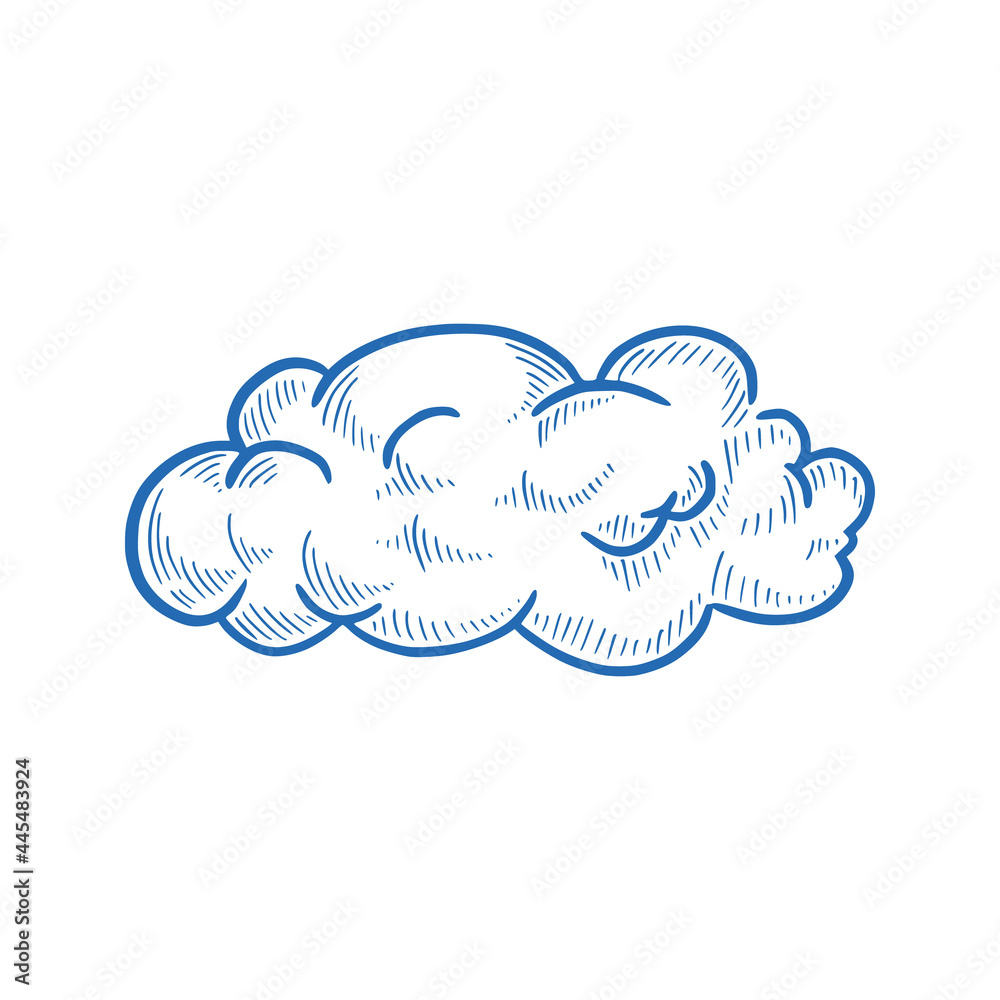 Poster hand drawn cloud set. doodle sketch style cloud. simple outline scribble draw. vector illustration.