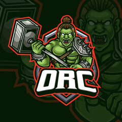 Orc mascot esports gaming logo design