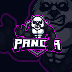 Panda mascot esports gaming logo design