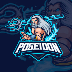 Phoseidon mascot esports gaming logo design
