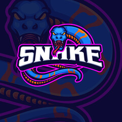 Snake mascot esports gaming logo design