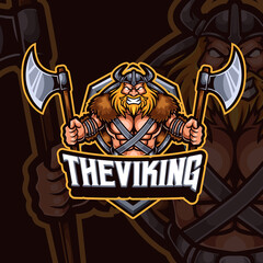 Viking mascot esports gaming logo design