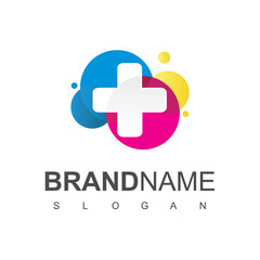 Obraz premium Health Care Logo, For Medical Center, With line Cross Symbol