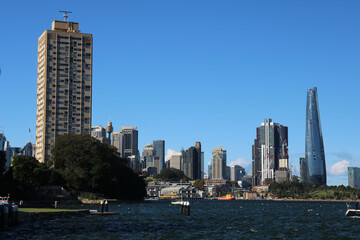 Fototapeta na wymiar Sydney Skyline From Sawmillers Reserve Looking Over the Harbour