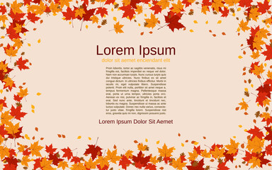 Autumn style vector background with colorful leaves
