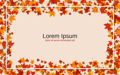 Autumn style vector background with colorful leaves
