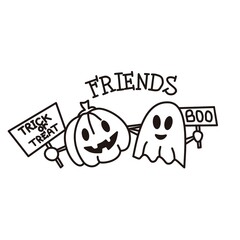 Halloween vector illustration. Pumpkin and ghosts. Template for posters, cards, textiles and other uses.