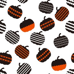 Vector seamless pattern with pumpkins. Halloween vector background. Design element for textiles, notebooks, posters, web and other uses.
