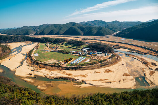 Panoramic view of Hoeryongpo country village in Yecheon, Korea