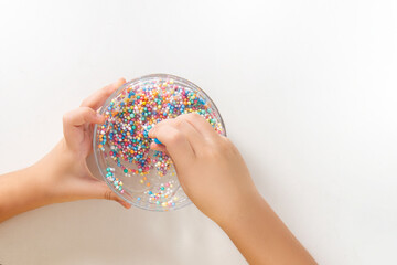 colored slime on white background.