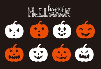 Pumpkin emotions. Vector set of pumpkins. Halloween vector set. Design element for textiles, notebooks, posters, web and other uses.