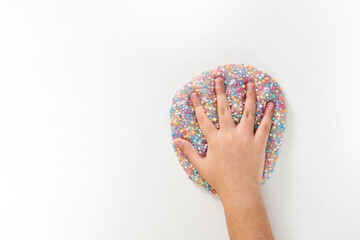 colored slime on white background.