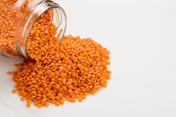 glass pot with dried yellow lentil