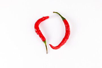 Two Chilli on white background
