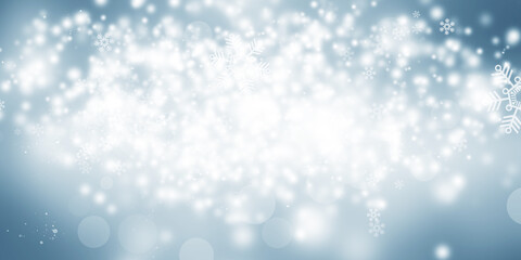 white bokeh blur background . Circle light on blue background , abstract light background