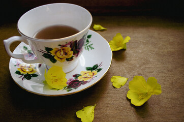 cup of tea with flowers