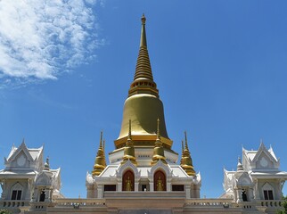 Fototapeta premium Wat Tako, Luang Pho Ruai Temple, white cloud sky background