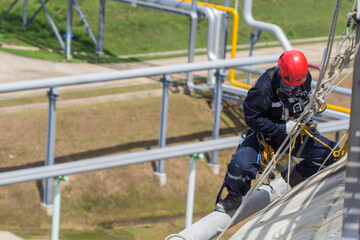 Male worker rope access  inspection